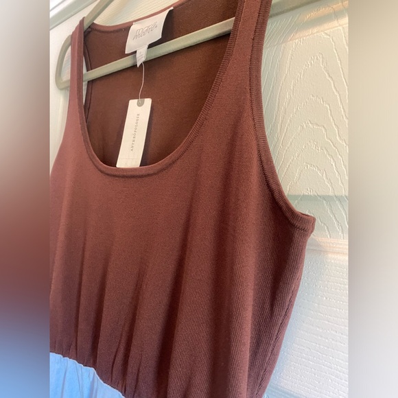 MARE MARExANTHROPOLOGIE KNIT SLIP TWOFER TANK DRESS - BLUE & BROWN SIZE S - NWT - Picture 3 of 15